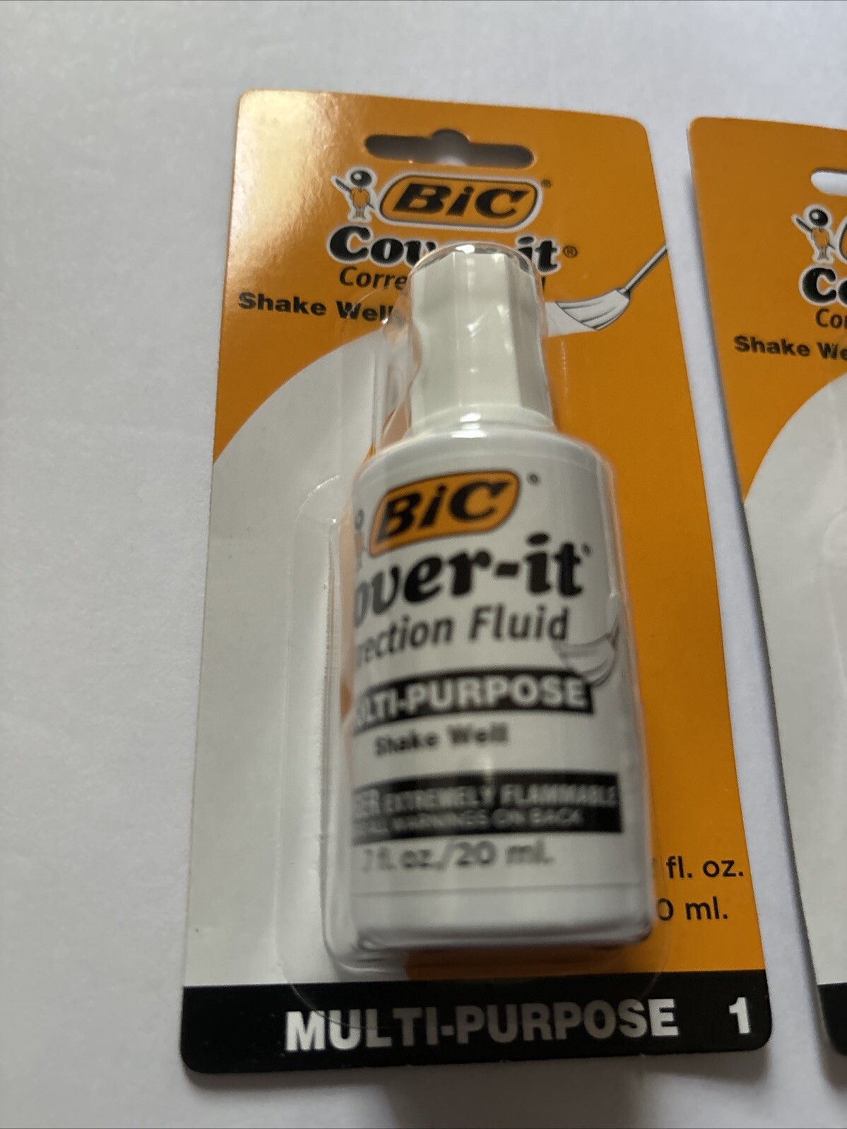 2-BIC WHITE OUT Cover-It Multi Purpose Pen & Ink Correction Fluid .7 fl oz 20ml