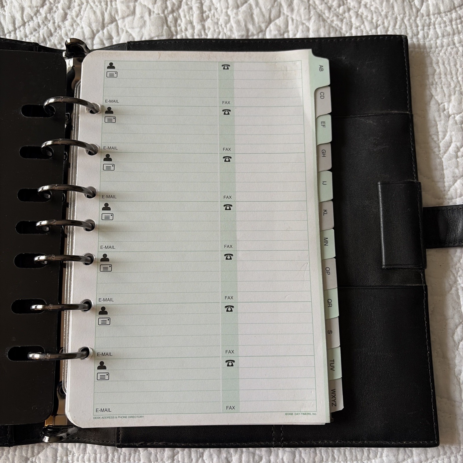 Vintage Day-Timer Genuine Leather Planner Black 6 Ring Binder Silver Buckle