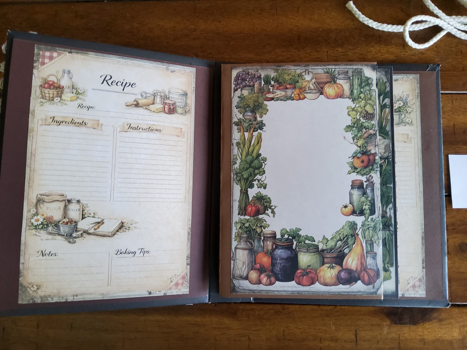 RETRO RECIPES Junk Journal Handmade Book Photo Album w/ Pockets / Ephemera 9X7″
