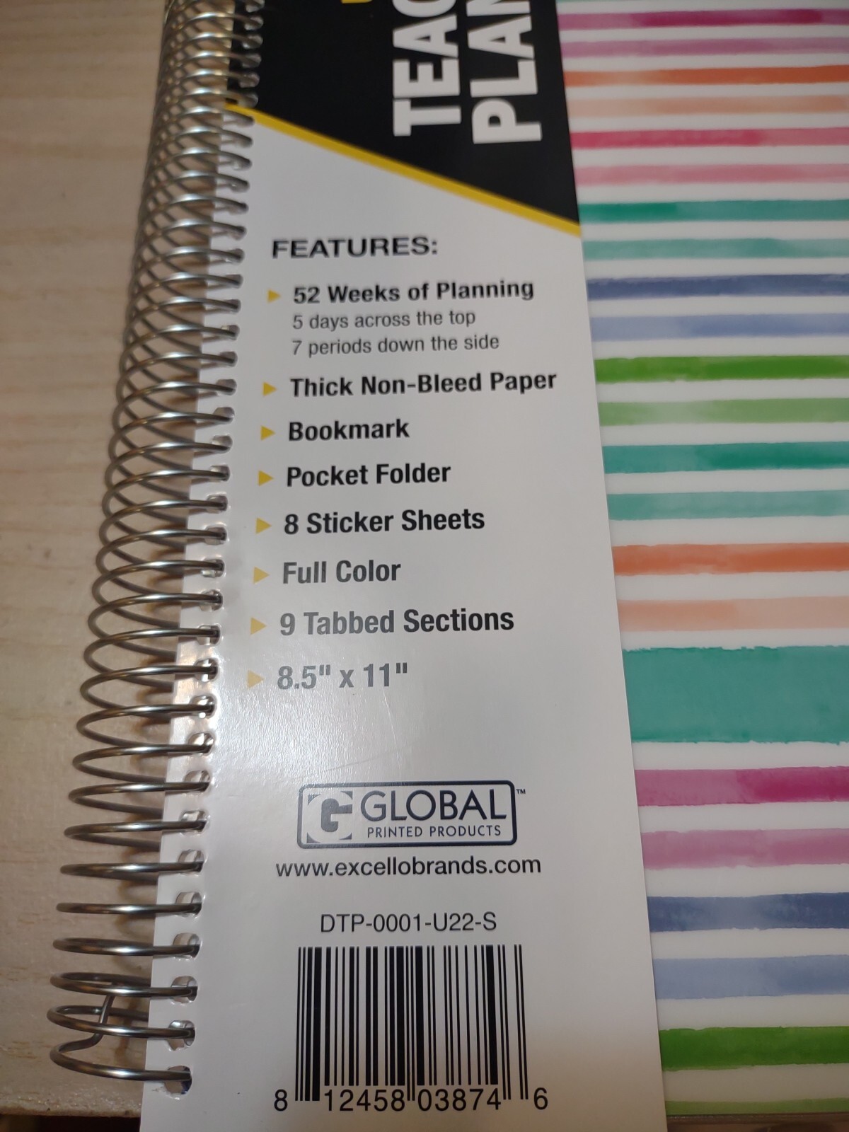 Global Printed Products Undated Teacher Planner 52 Weeks w/Stickers