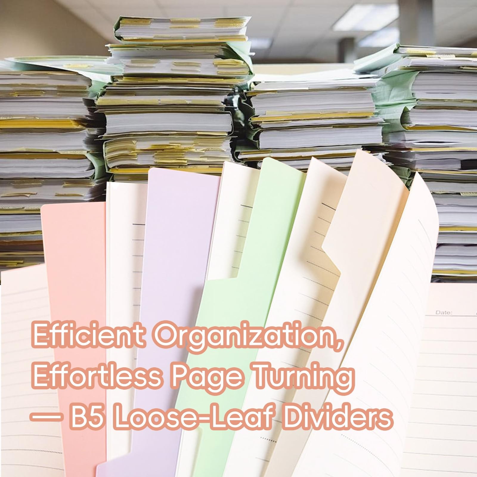 1 Set B5 Plastic Dividers,Index Dividers with 26 Hole Punch,4 Color Tab Divid…