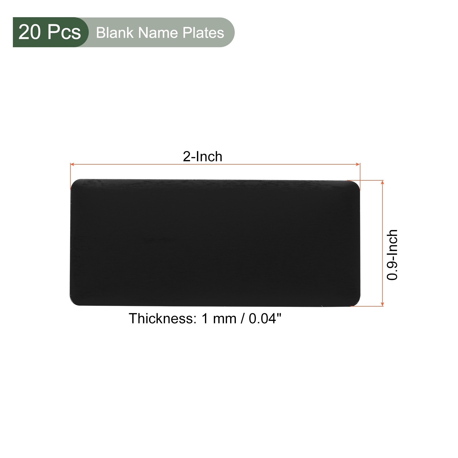 20Pcs Blank Name Plates Anodized Aluminium Laser Engraved Black 2 x 1 Inch