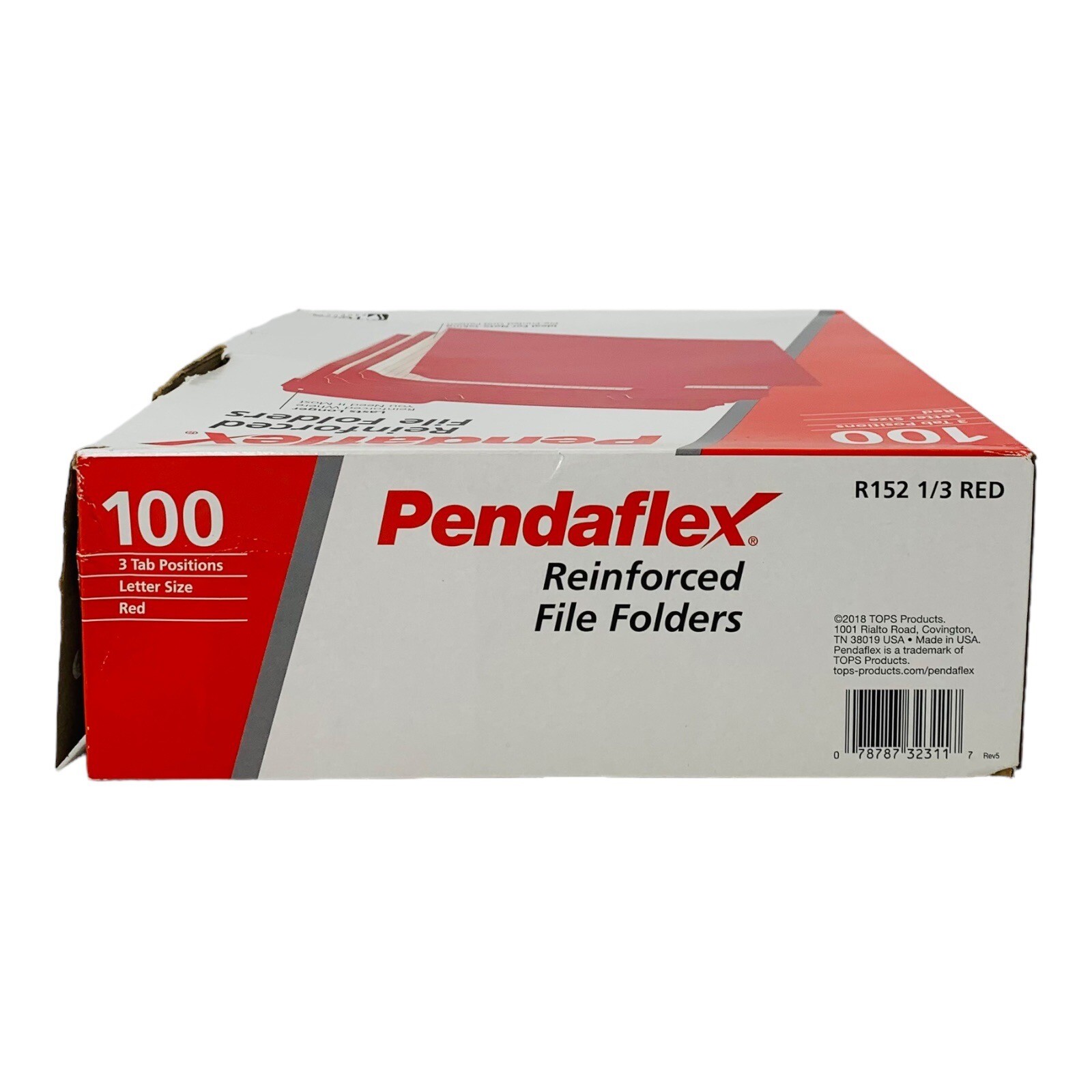 100 Folders Pendaflex Red Letter Size File Folders with Interior Grid 1/3 Cut