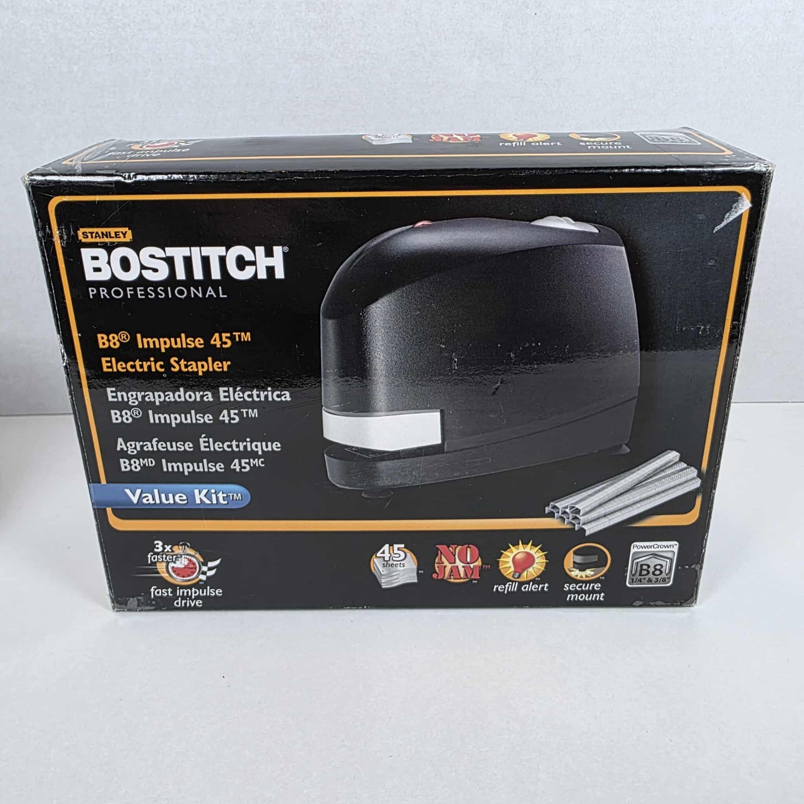 Bostitch B8E-VALUE B8 Impulse 45 Sheet Electric Stapler and Staples – Black