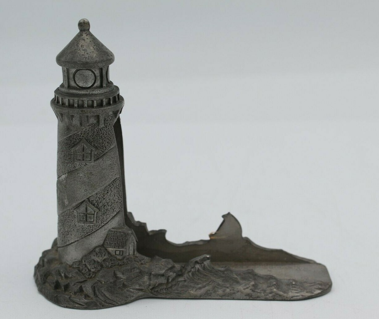 VINTAGE 1997 SEAGULL CANADA ETAIN ZINN PEWTER LIGHTHOUSE BUSINESS CARD HOLDER