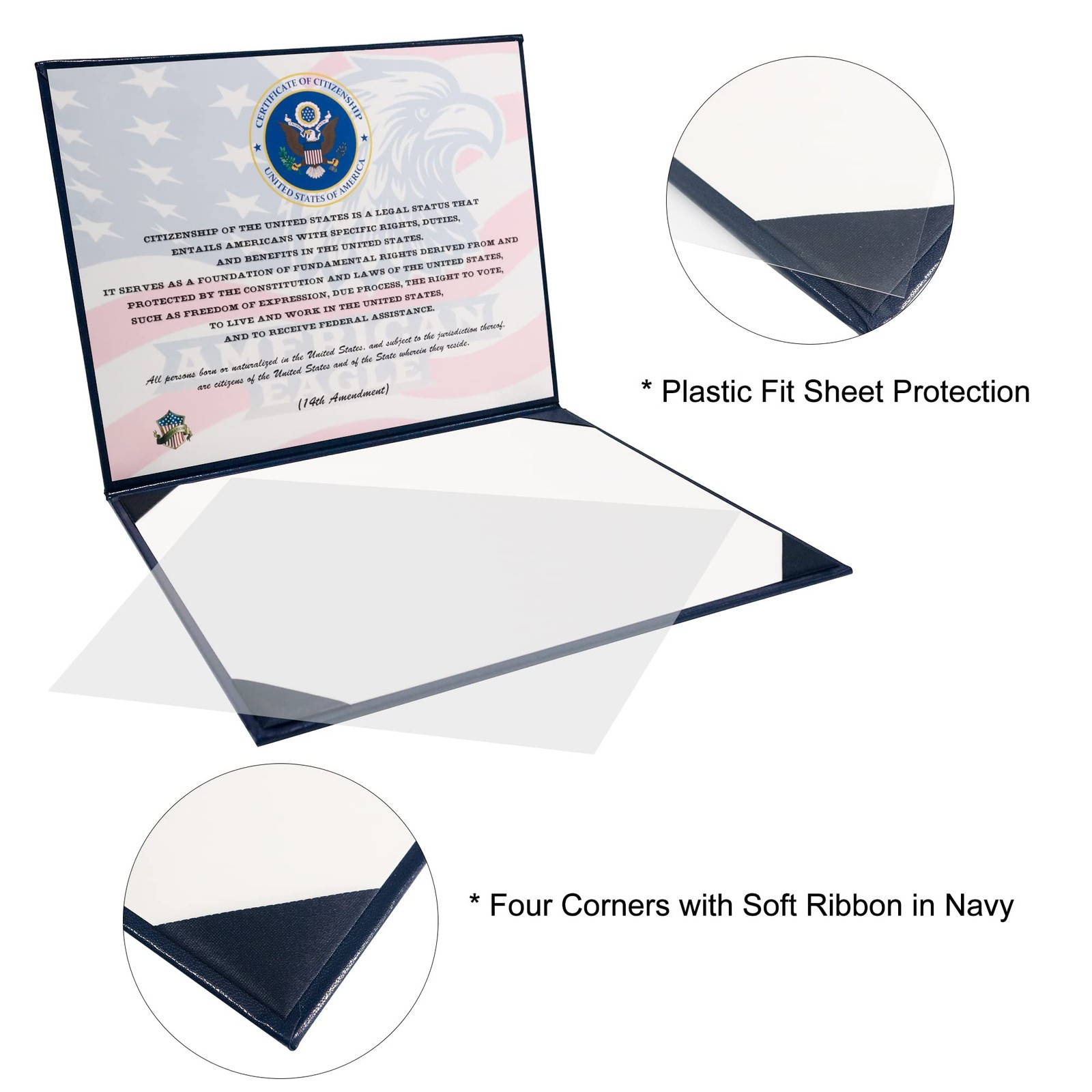GraduatePro US Citizenship Certificate Holder 2026 Naturalization Padded Leather