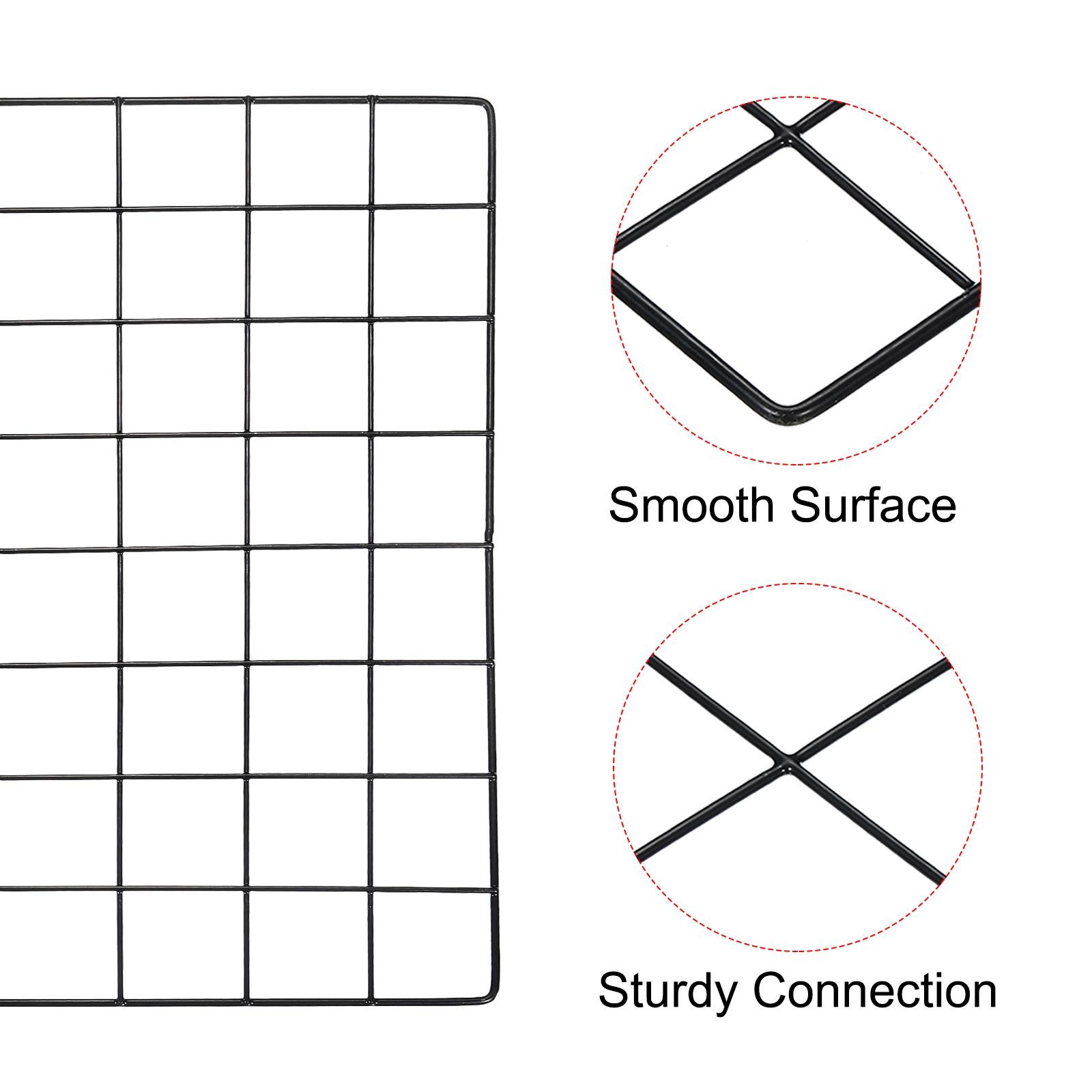 16″x16″ Wire Grid Panel, 1 Pack Wall Grid Decorative Board Photo Display Black