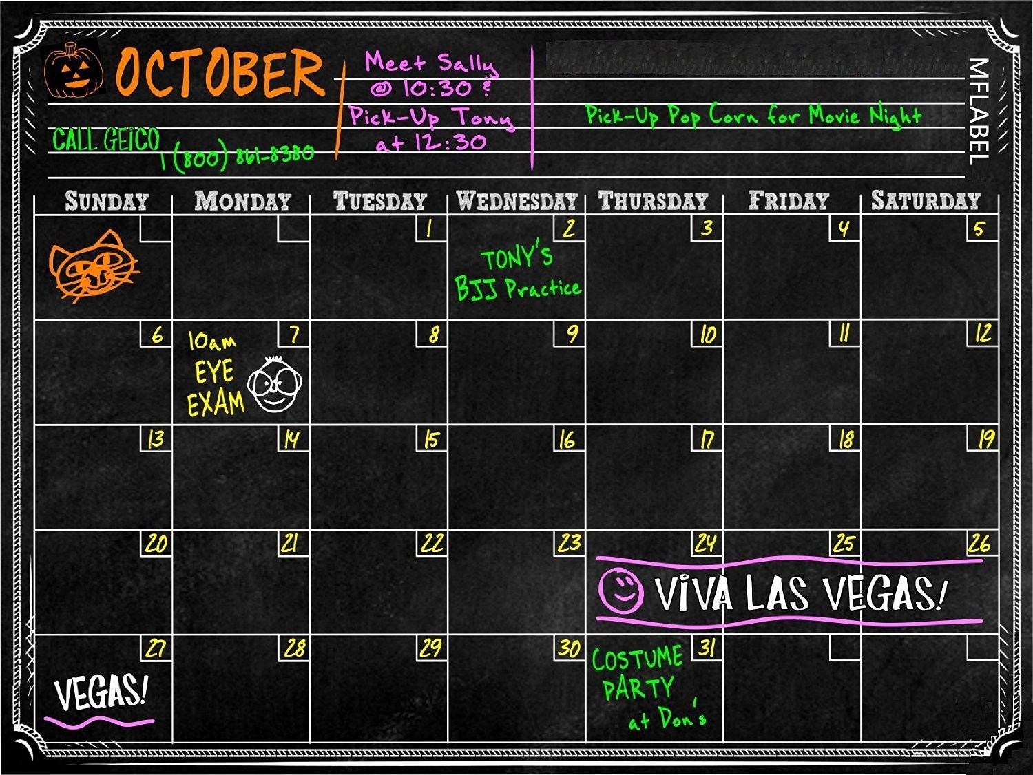 16″ x 12″ Dry Erase Magnetic Refrigerator Calendar Message Flexible Black Board