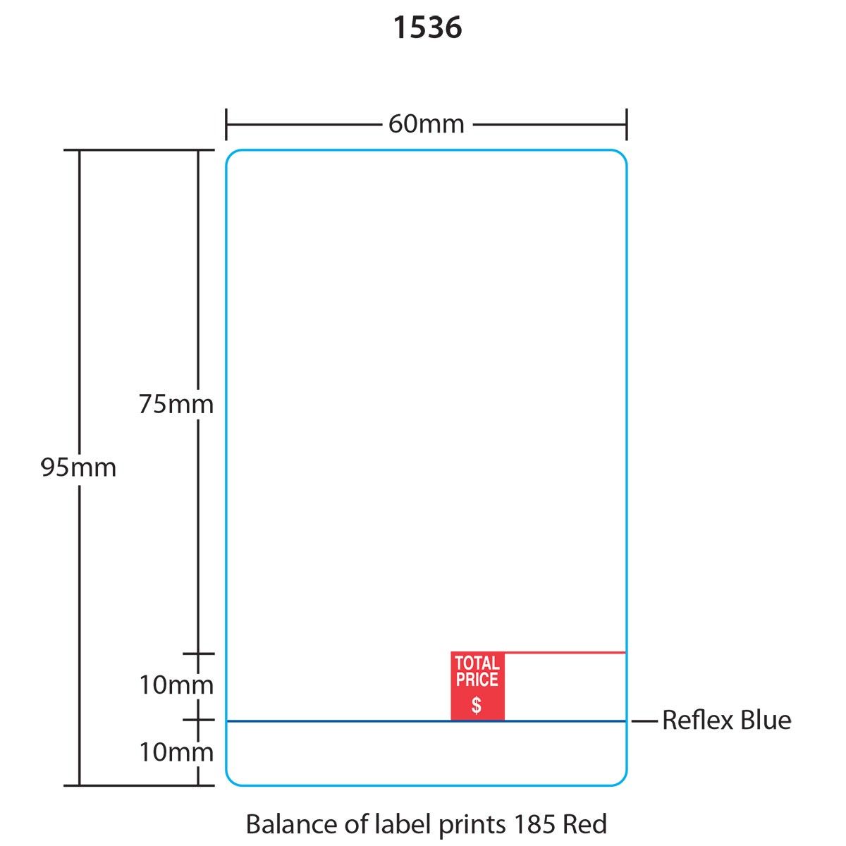 Digi 1536-B for DP-120/121 SM-90/SM-300B 95mm Blank 15x, 500 Labels/Roll