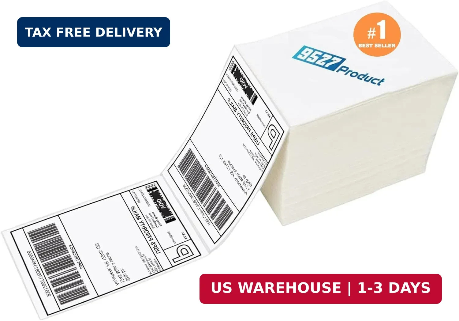 9527 Product 4 x 6 Thermal Labels – Pack of 100 Fanfold Labels for Direct Therma