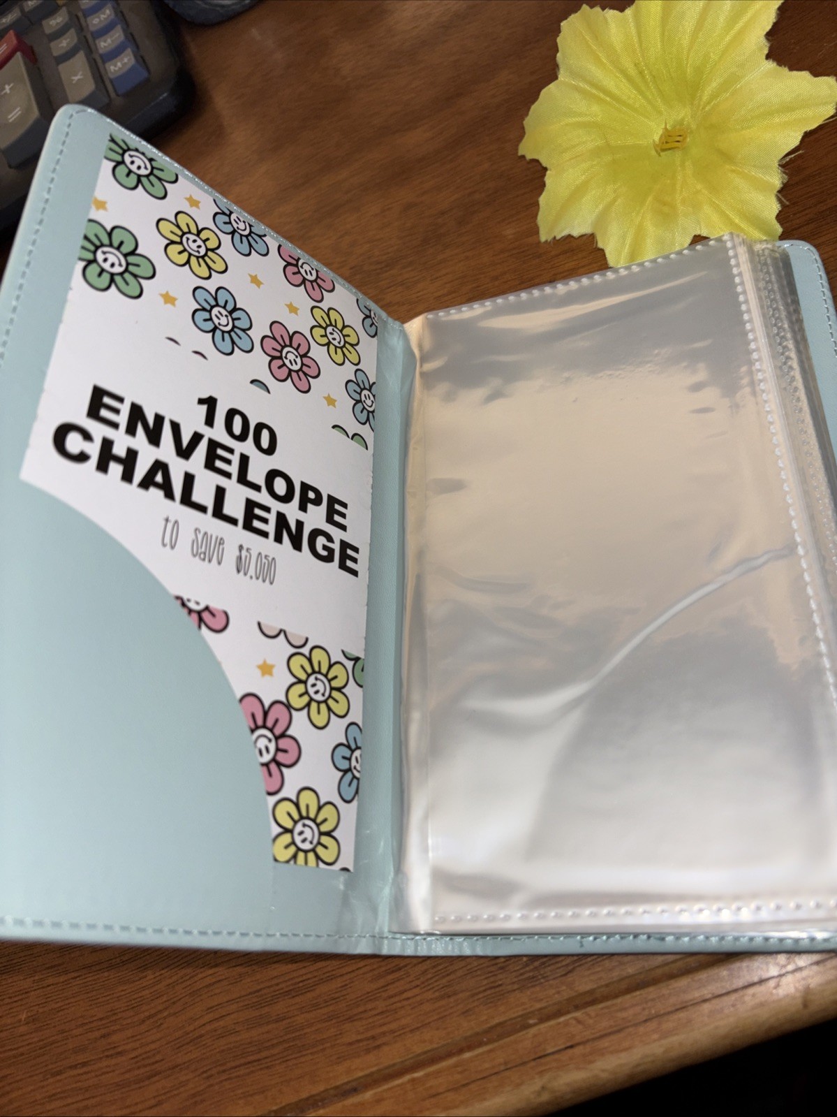 😎VINYL 100 Envelope Challenge Teal FOLDER NEW-GREAT Gift $7 FREE US SHIP!