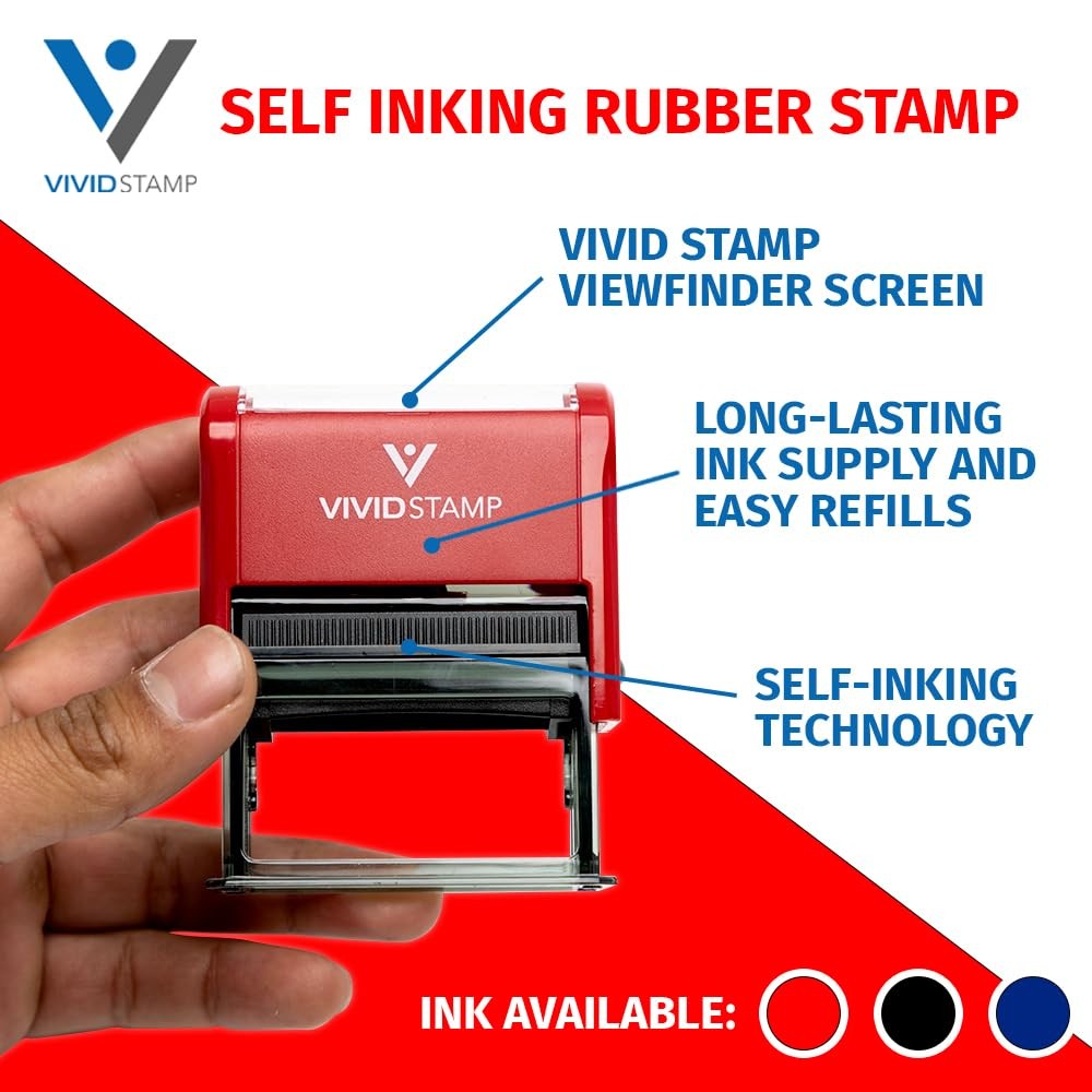 Basic Reconciled Self Inking Rubber Stamp Red Ink Q200 Office Desk Supply