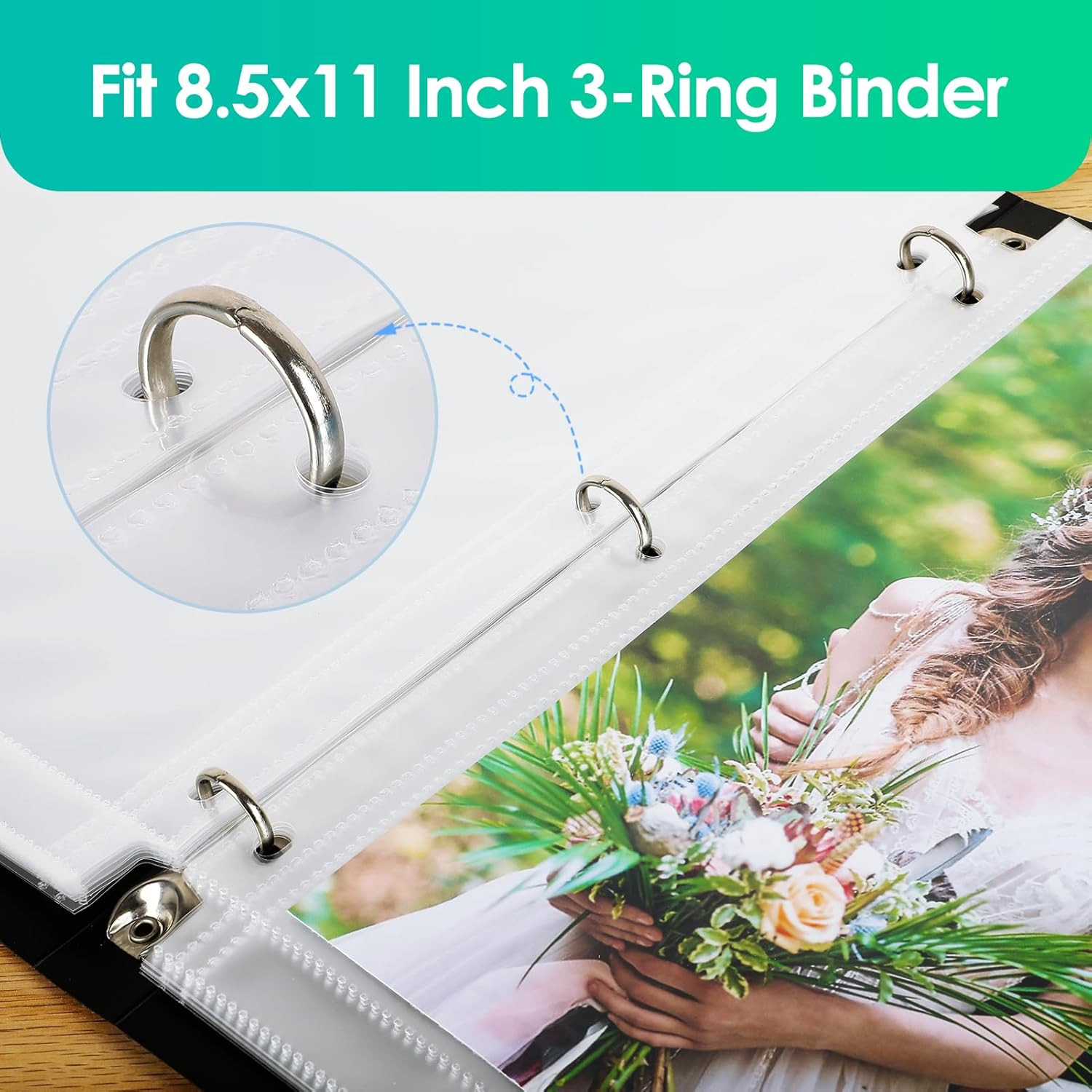 30 Pack 8×10 Photo Sleeves for 3 Ring Binder (60 Pictures), Heavy-Duty Archival