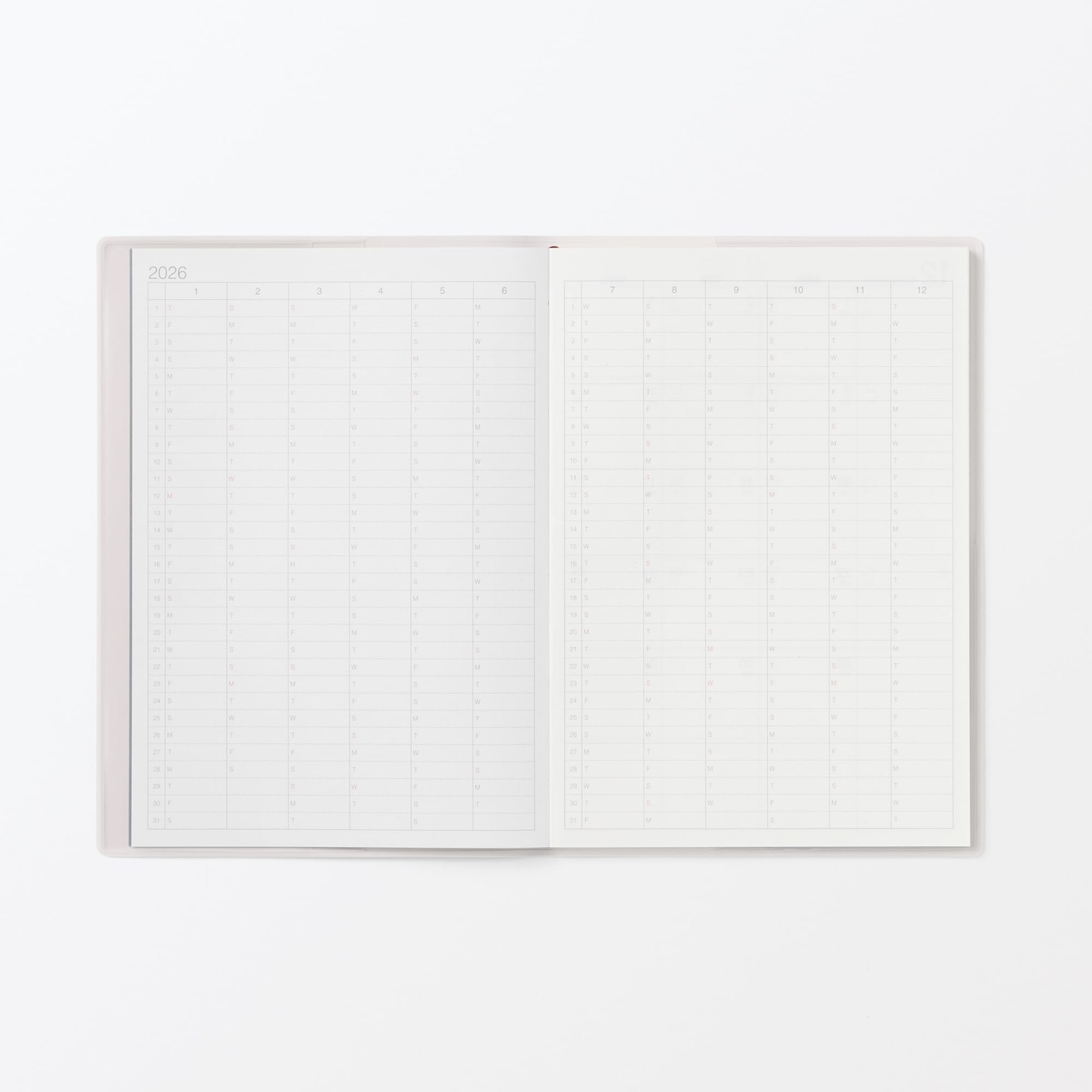 MUJI 2026 Vertical Monthly Weekly Planner B6 White From Dec 2025