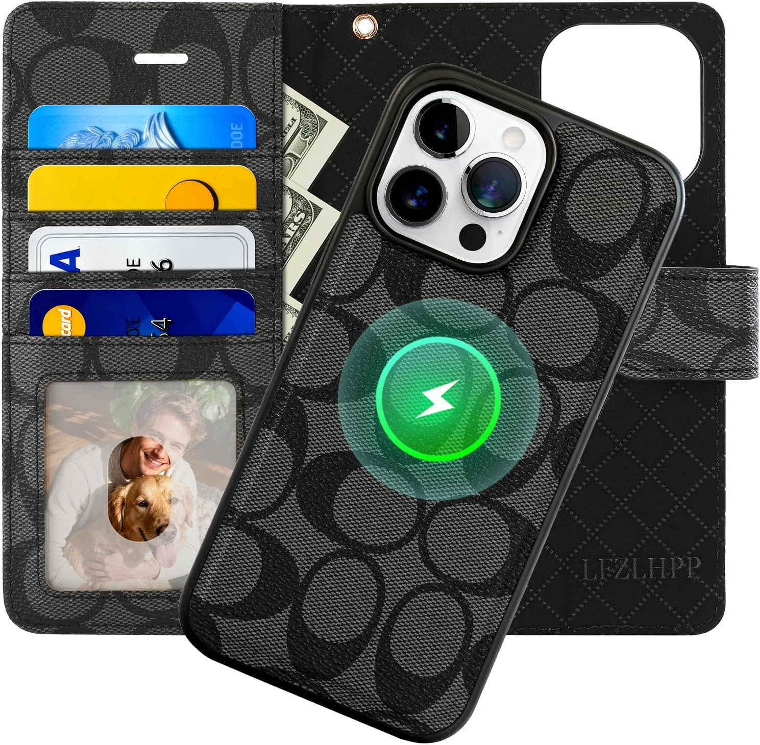 Luxury Designer Wallet Case for Iphone 16 Pro Max, Magnetic Detachable Cover wit