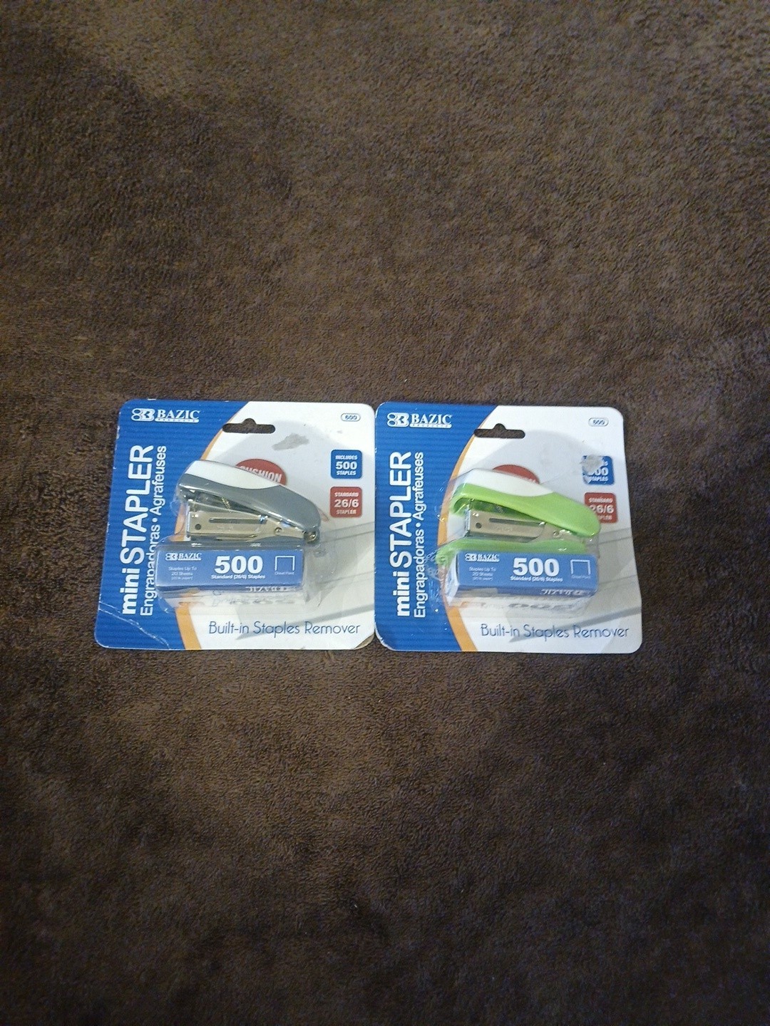 Lot Of 2 New Sealed Bazic Mini Staplers 500 Staples Standard 26/6 Stapler 👀 Pic