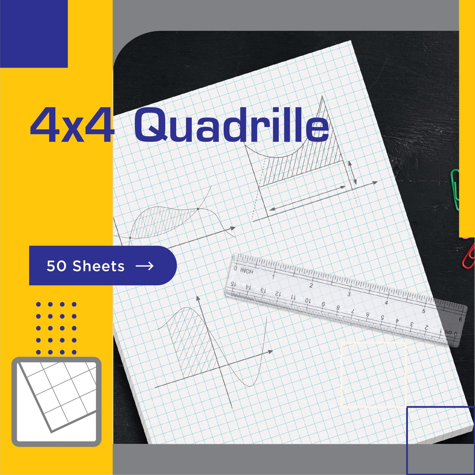 Better Office Products Graph Paper Pad, 8.5″ x 11″, 50 Sheets, Blue,White