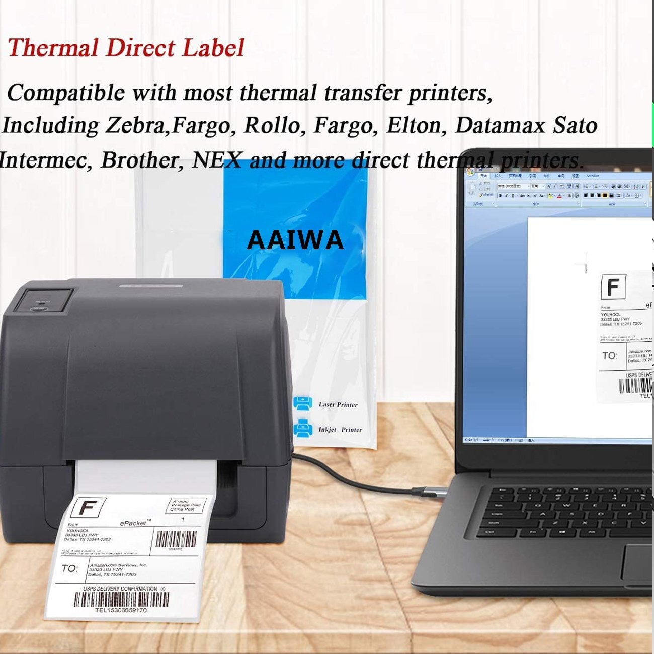500-10000 Shipping Labels Fanfold 4×6 Direct Thermal for Zebra Rollo Printer UPS