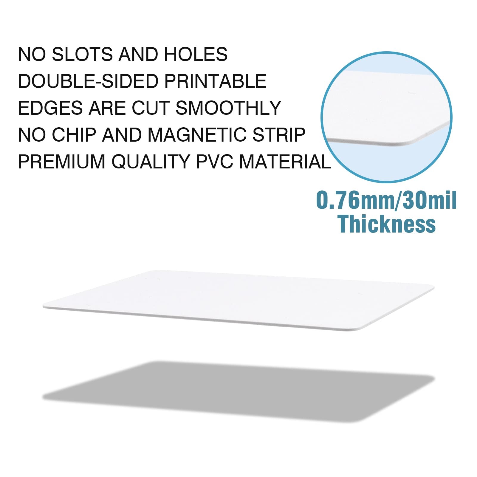 100 PCS Premium Blank PVC Cards CR80 30 Mil Graphic White Plastic Printers