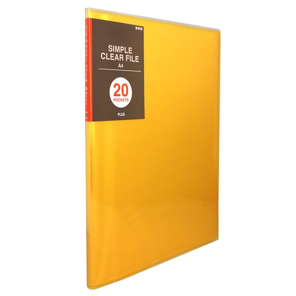 PLUS Simple Clear File A4 Vertical 20 Pockets 10 Books Orange FC-220SC