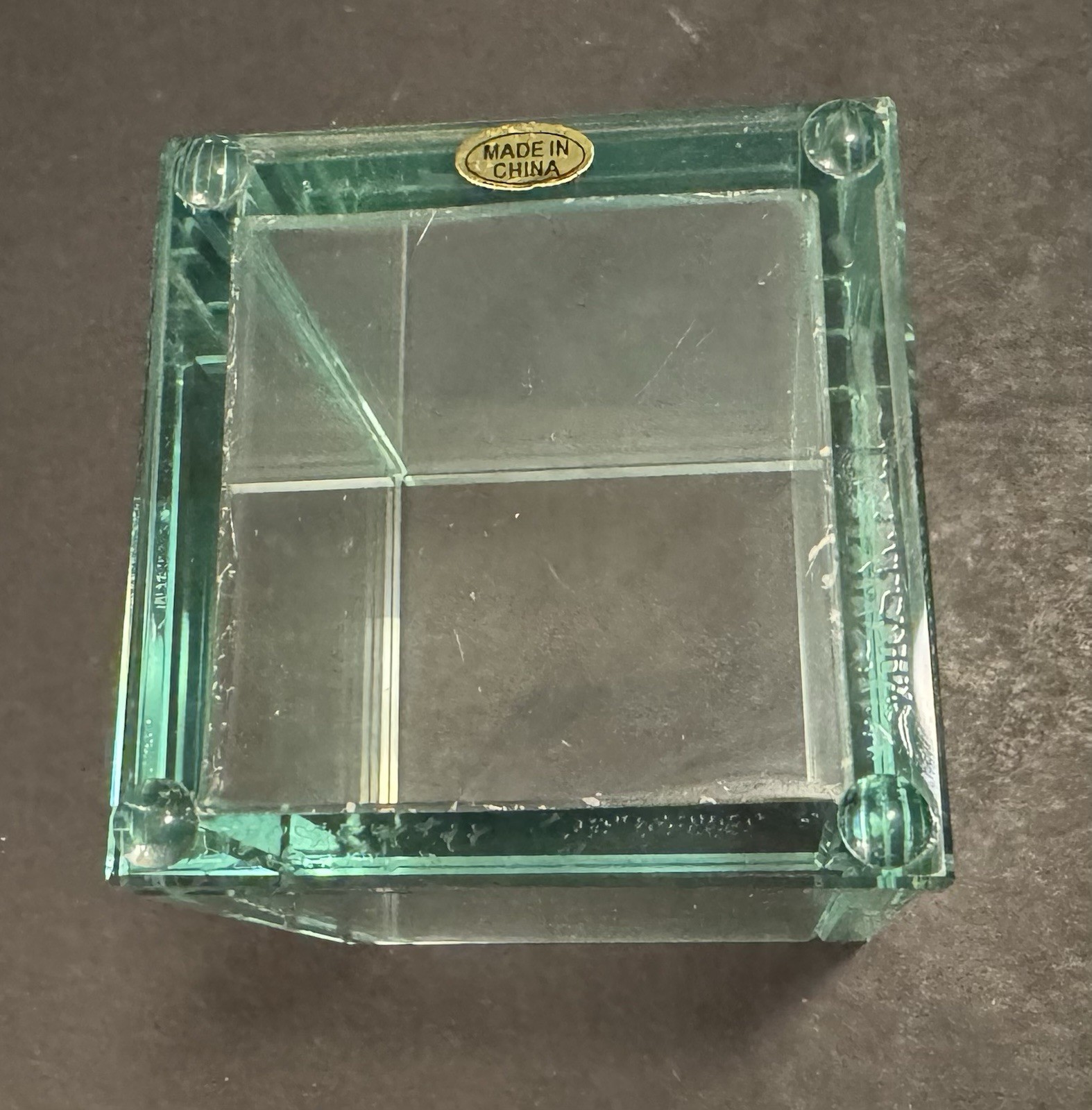 CRISTALLE Glass Pencil Cup ~Pens or Pencils Square Clear Holder~ New in Box