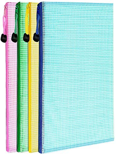 LEOBRO Pack Mesh Zipper Pouch, 13.2″x 9.2″ ALetter Size Mesh Bags with 4