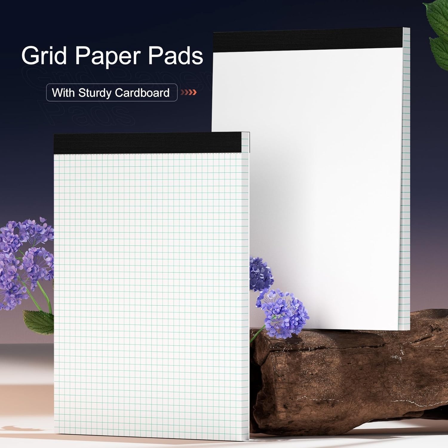 Graph Paper, Grid Paper 8.5 x 11 Graph Paper Pad, [2 Pack] Quad Ruled Grid Paper
