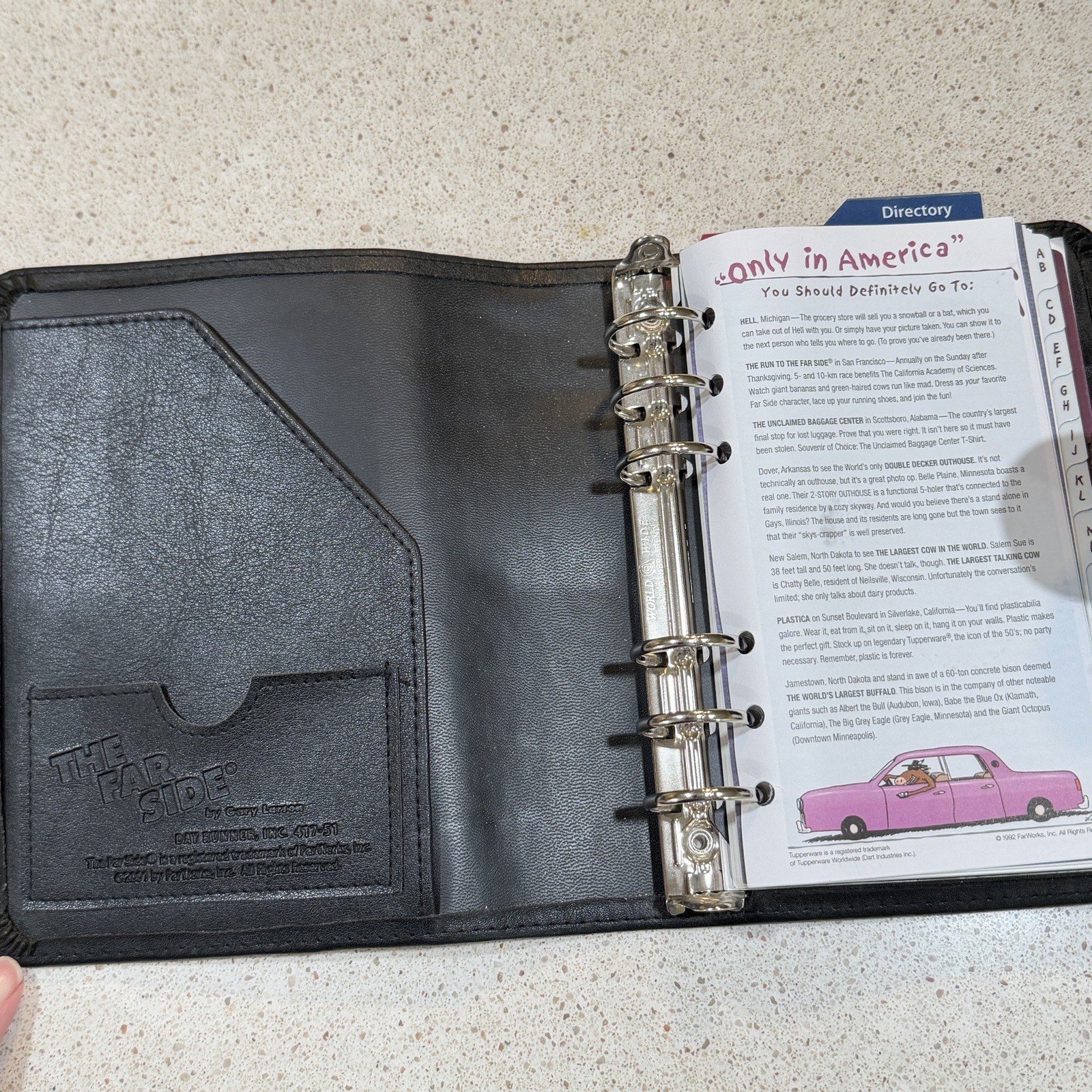 Vintage The Far Side Organizer Binder Day Runner Planner Zipper Leather 90s