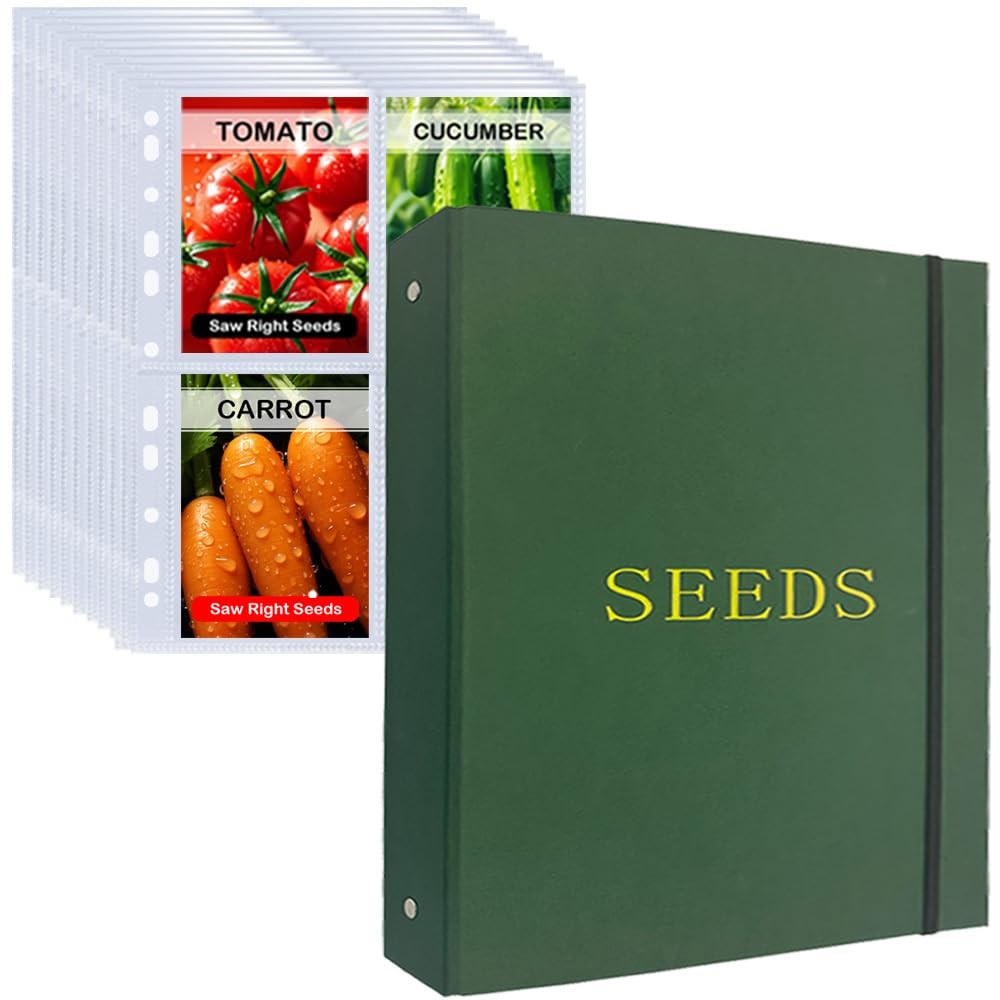 Wenscis Seed Storage Organizer Binder with 100 Pockets Green
