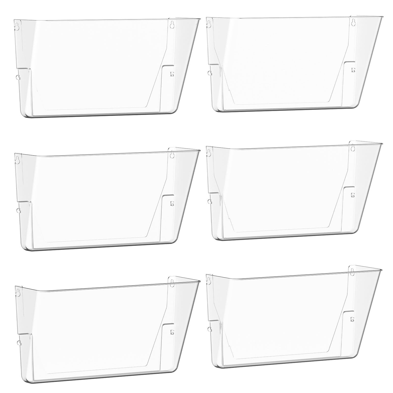 6 Pack Clear Acrylic Single Pocket Plastic Hanging Wall Mount File Holder for…