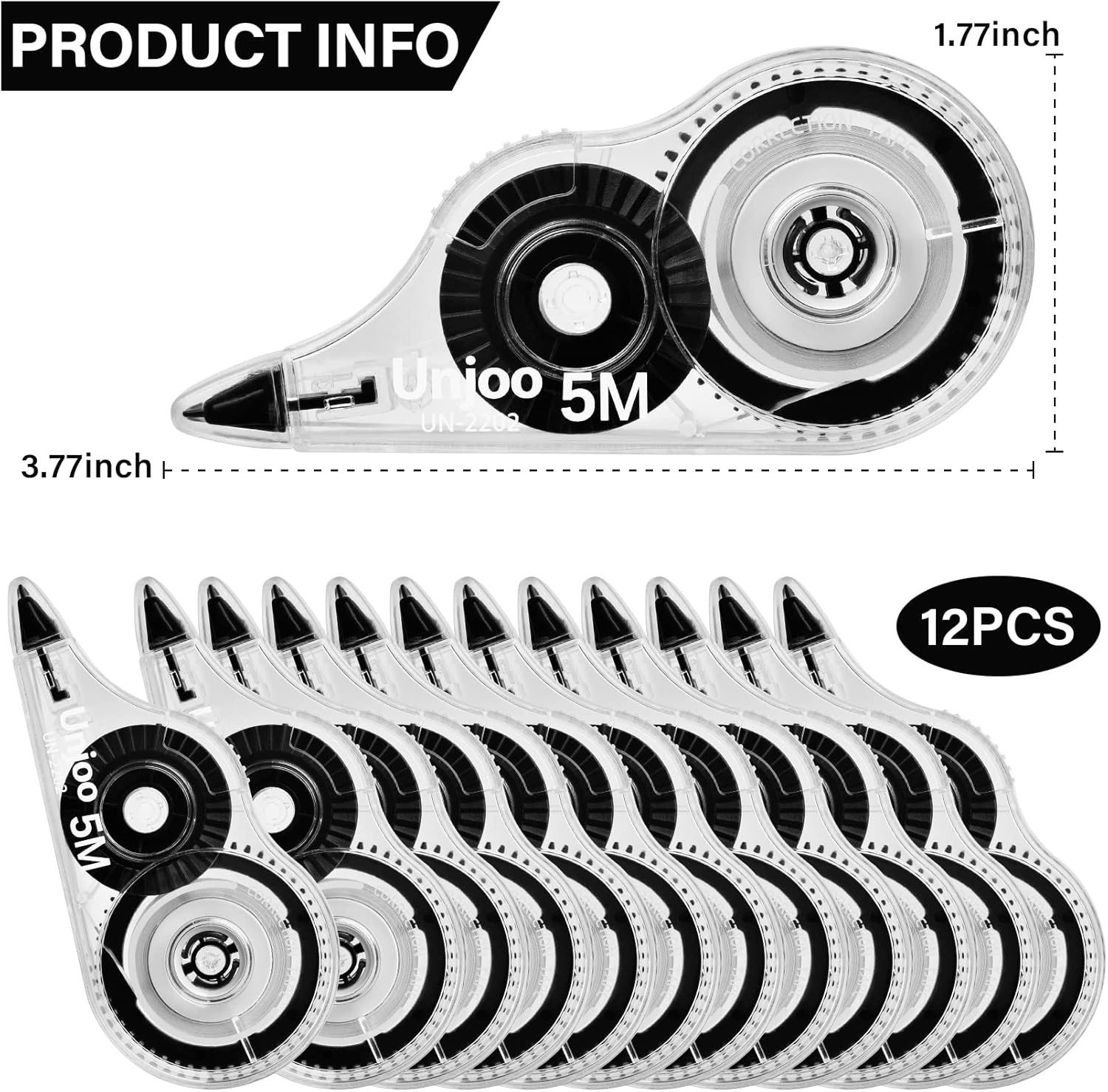 White Correction Tape, Easy to Use Applicator for Instant Corrections Wrong Writ