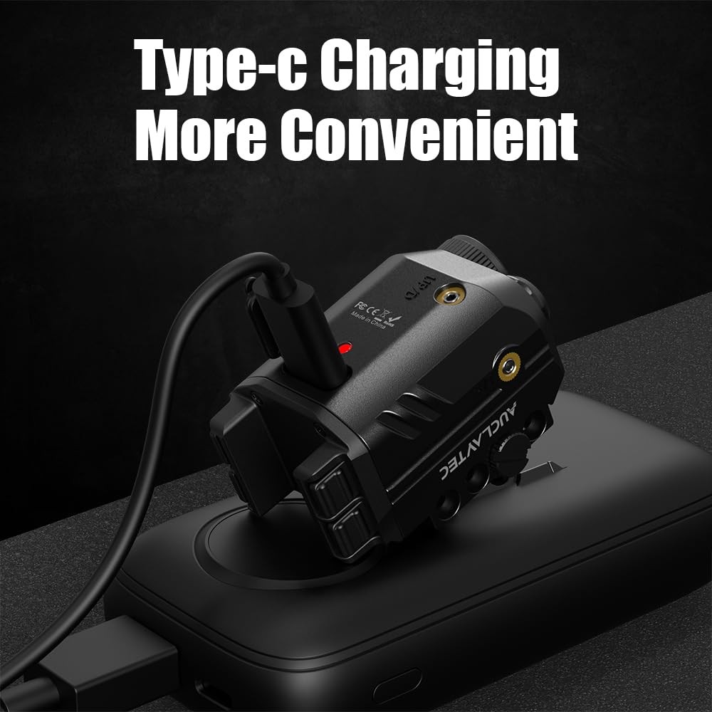 AUCLAYTEC Pistol Light Laser Combo with USB-C Charging, 500 Lumen Blue