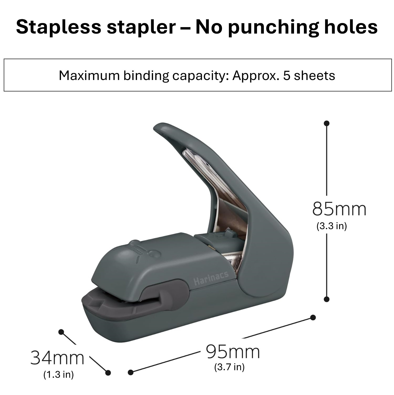 stapleless stapler harinacs press holeless for 5 sheets binding white japan