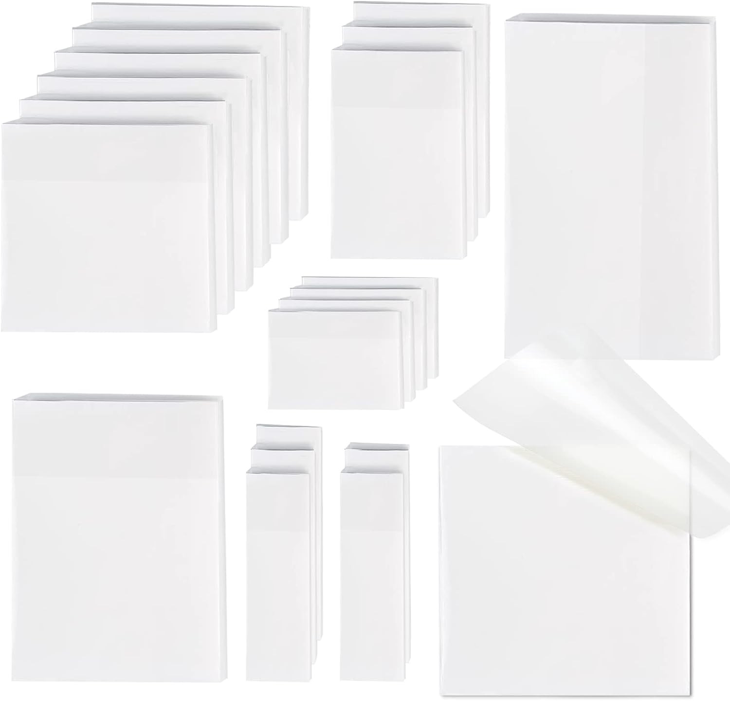 [1000 PCS] Transparent Sticky Notes, 6 Sizes Clear Sticky Notes Pads, Waterproof