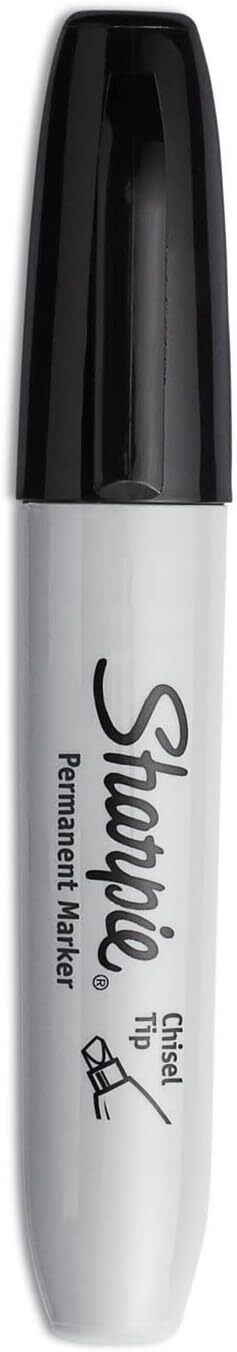 Sharpie Permanent Markers, Chisel Tip, Black, 4 Count (Pack of 1), Black
