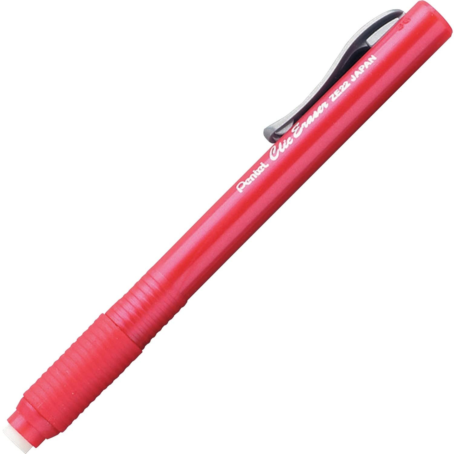 Pentel Clic Retractable Eraser, Refillable, Red 1 Count (Pack of 1),