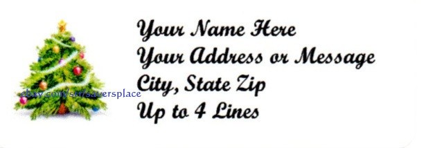 30 Personalized Christmas Tree Address Labels 1″ x 2.625″ FREE USA SHIPPING