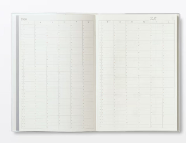 Muji 2026 Vertical Monthly Weekly Planner 2026. 03 – 2027. 04 Black B6 or A5