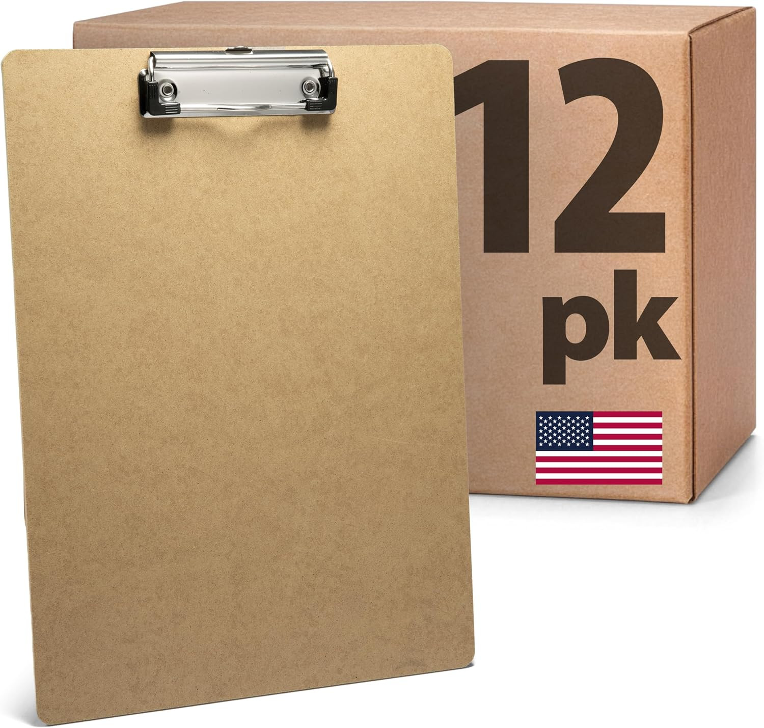 Recycled Wood Clipboards, Low Profile Clip, 12 Pack Clipboards