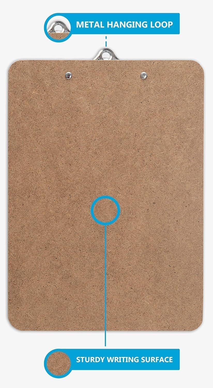 Letter Size Clipboard with Butterfly Clip Pack of 5 – 9” x 12.5” Large Wood…