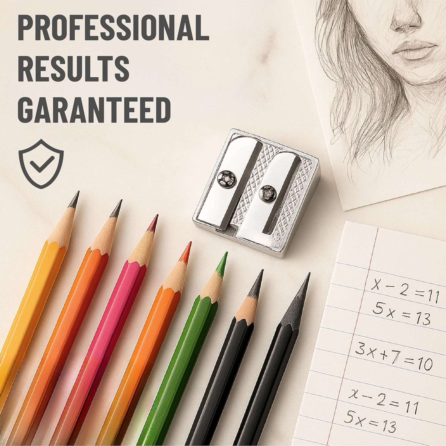 Handheld Metal Pencil Sharpener, 6 Pack, 2-Hole Dual Size Standard & Jumbo, M…