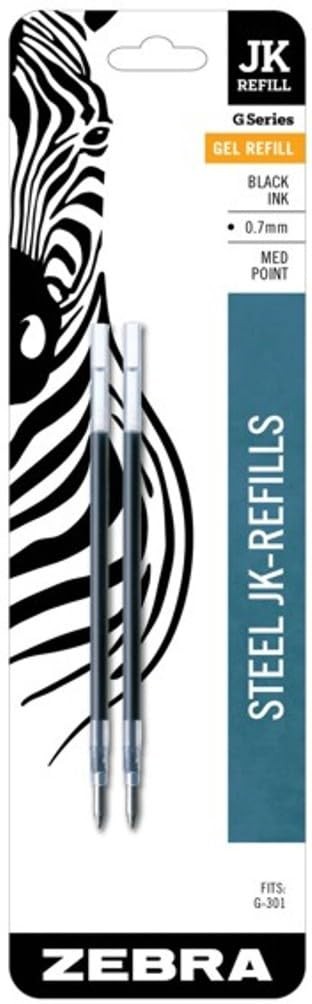 Zebra G-301 Stainless Steel Pen JK-Refill, Medium Point, 0.7mm, 1 Pack, Black