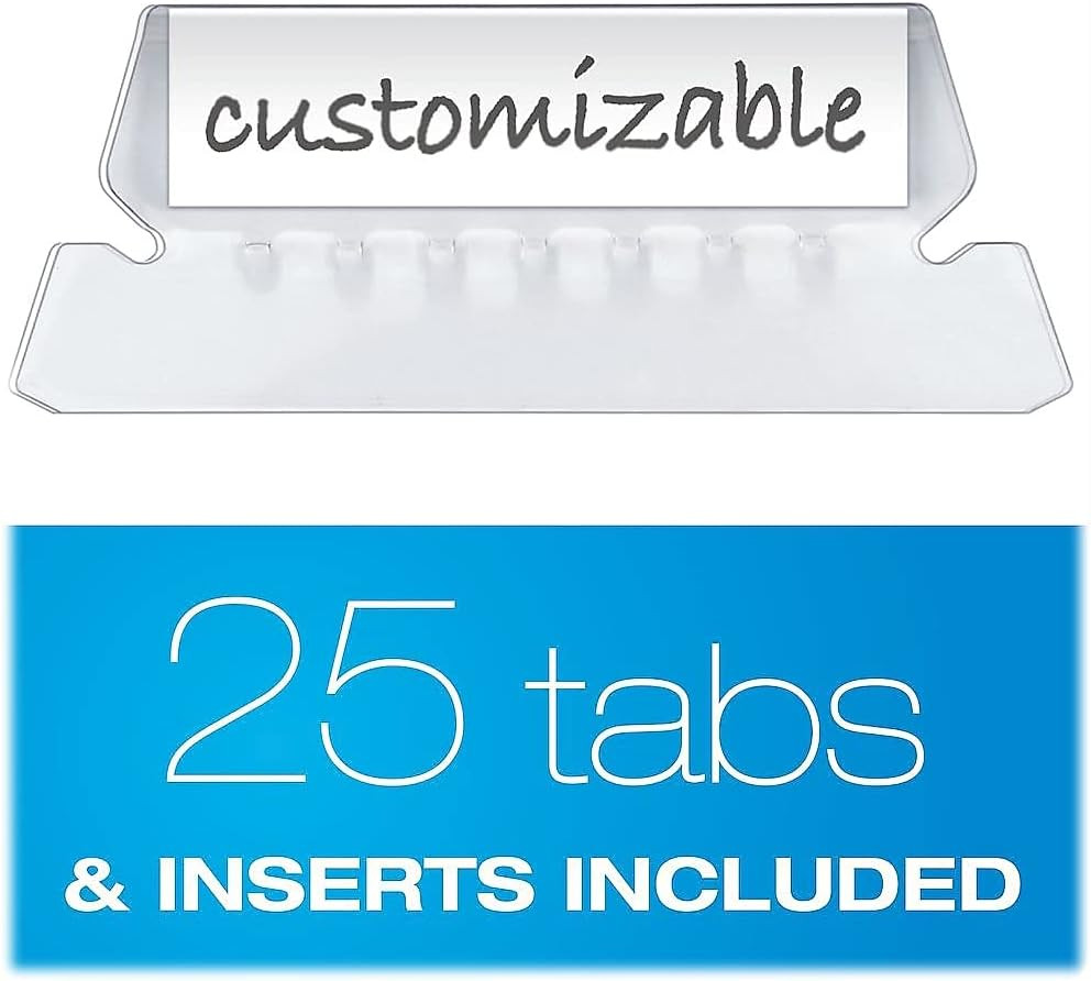 Hanging File Folders Letter Size Assorted Colors 1/5-Cut Adjustable Tabs 25 per
