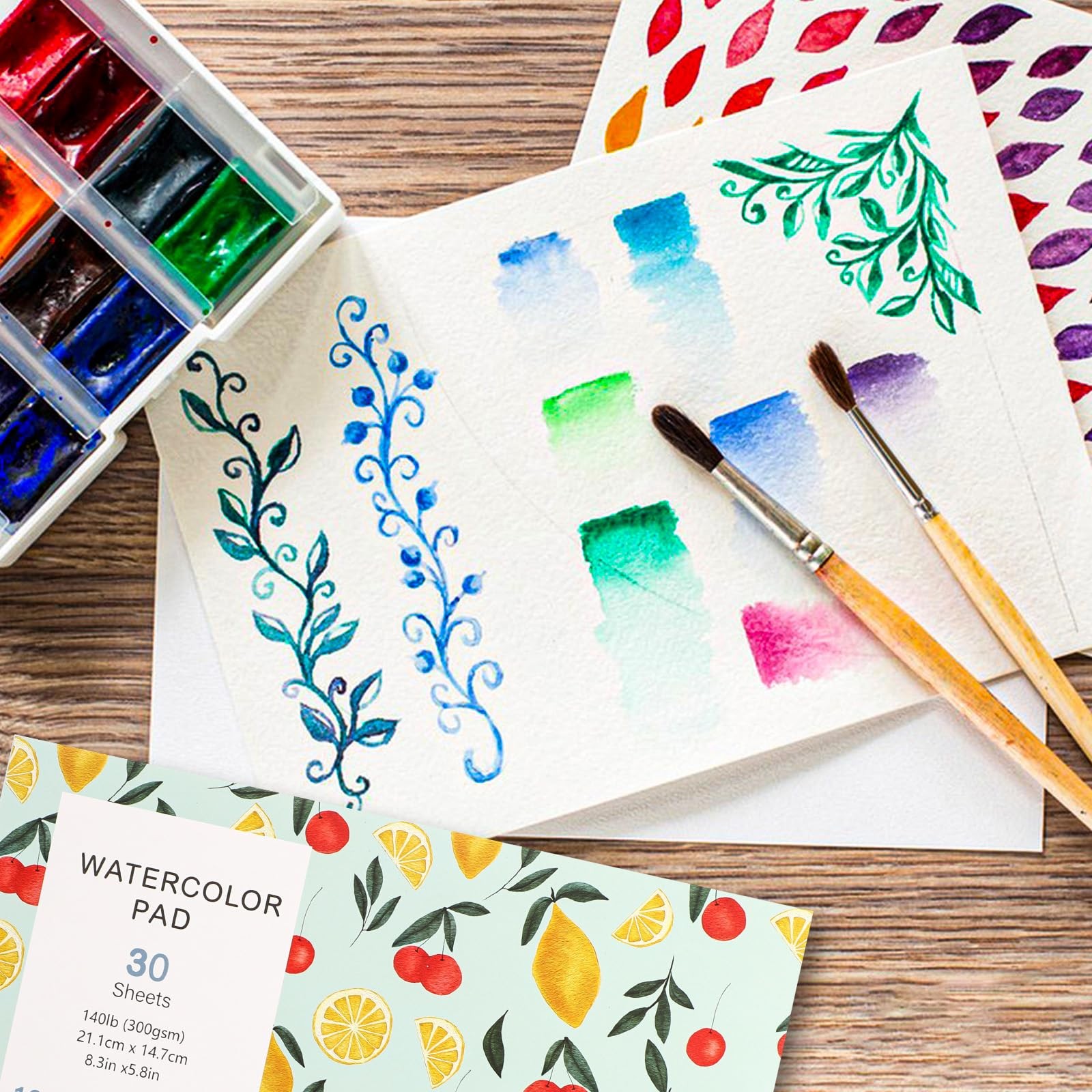 30 Sheets Watercolor Paper Pad, A5 (8.3 x 5.8) Cold x 5.8″), white