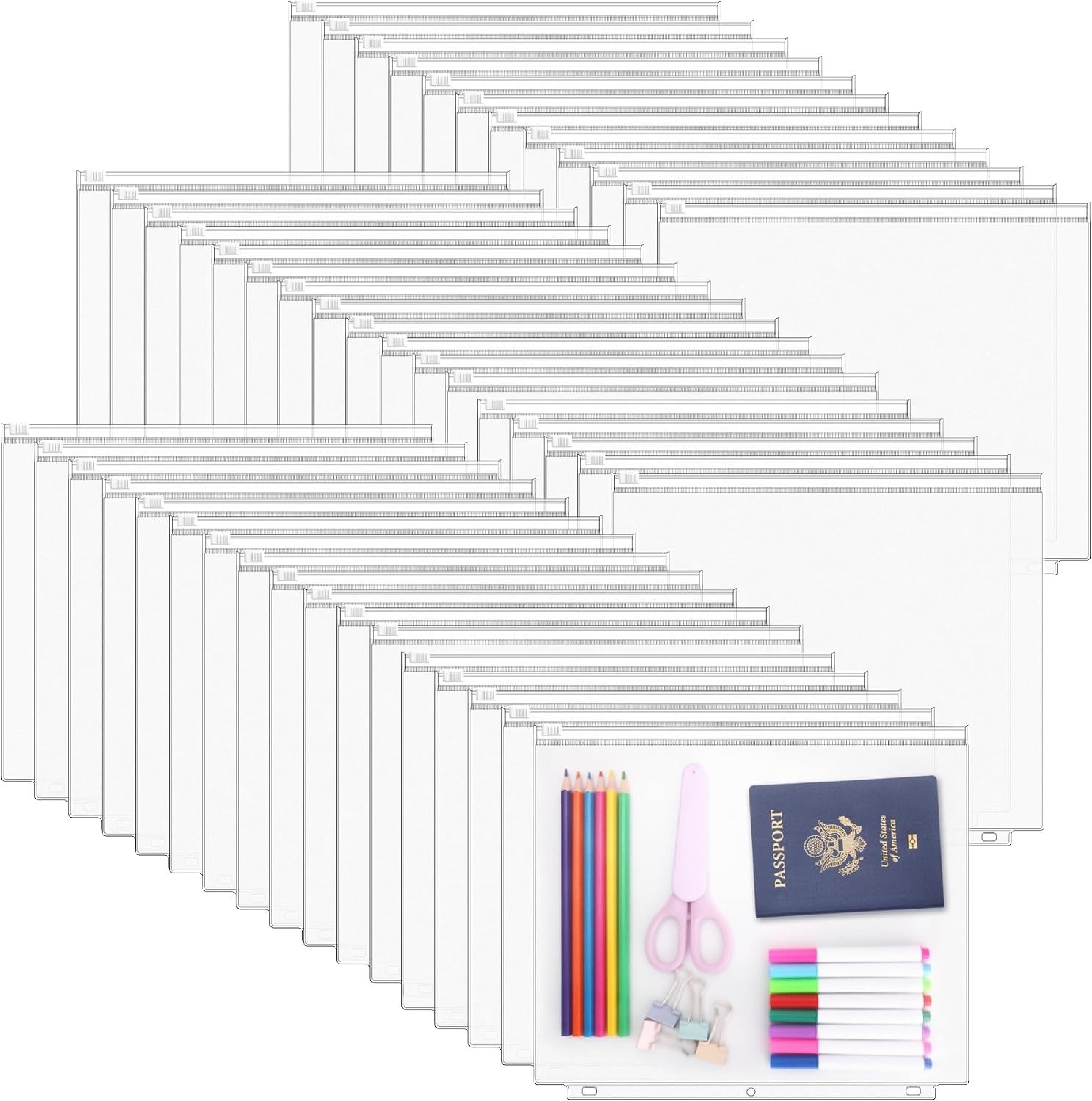 48 Pack Letter Size Zipper Binder Pockets