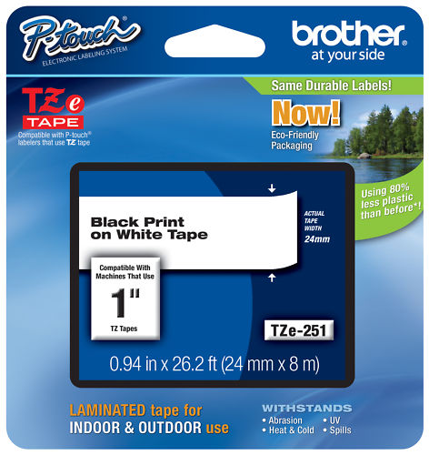 GENUINE NEW BROTHER TZE-251 Brother TZe Label Tape Cartridge TZE251