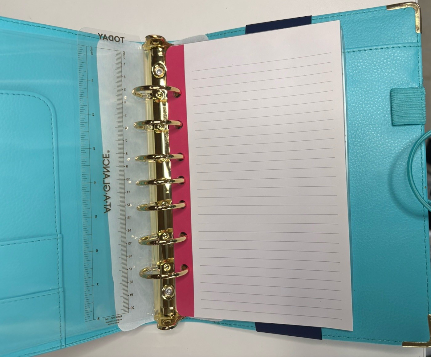 Emily Ley Simplified Planner Organizer Binder Teal Blue Gold 6-Ring NWT