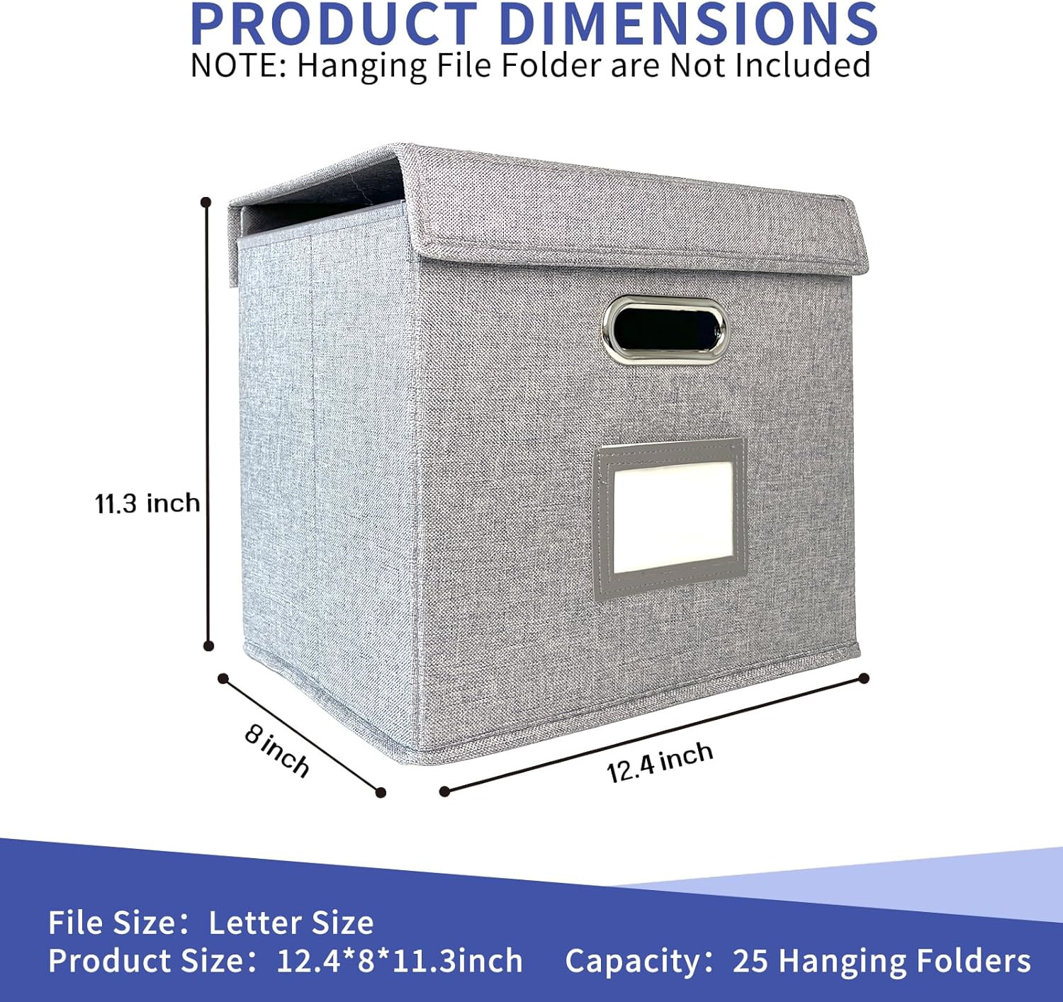 2 Pack Hanging File Folder Box with Lid, Durable Letter Size Filing Storage Box,