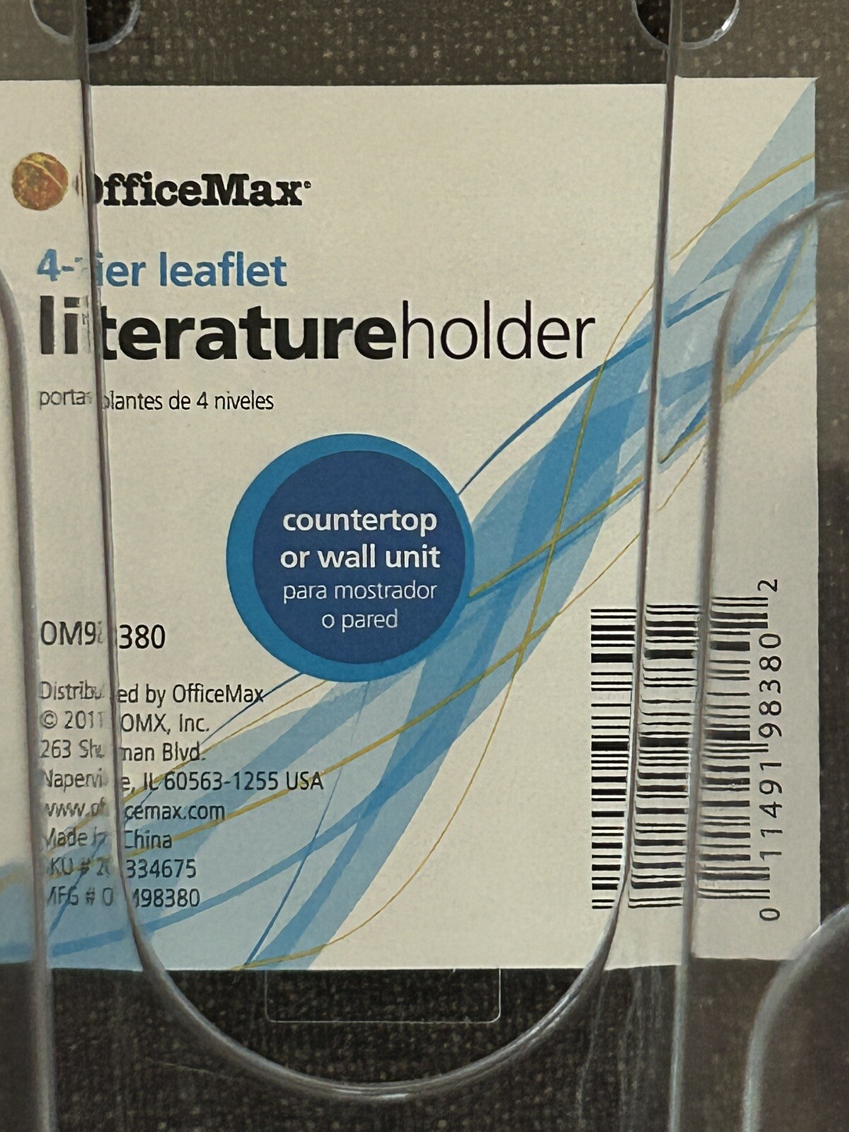 Office Max 4 Tier Leaflet Holder Acrylic Letter Paper Wall Hanging New