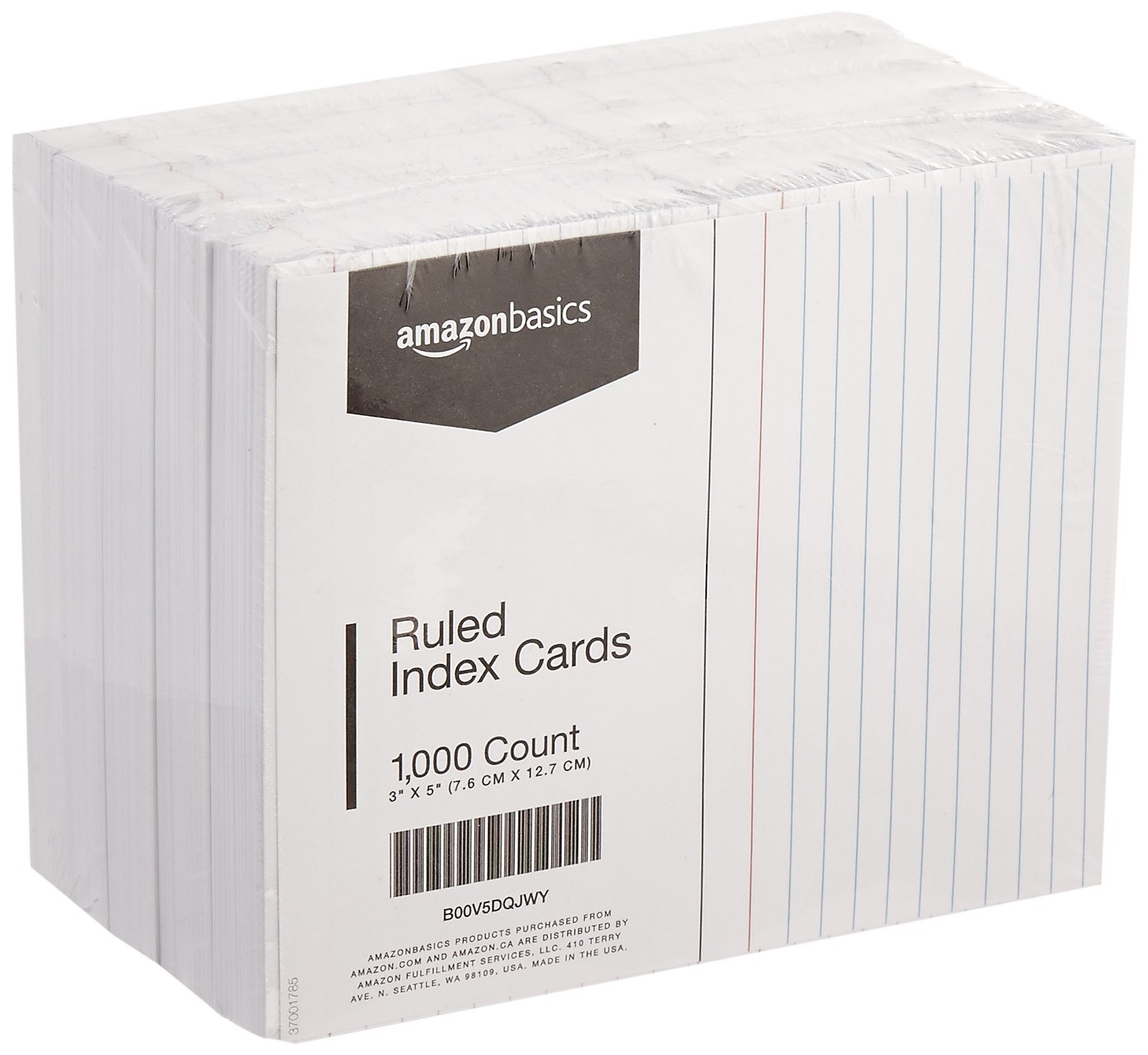 Amazon Basics Ruled Lined Index Cards for Study, 10 Pack (1000 Count), White